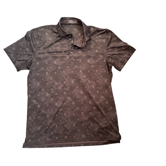 G/Fore Men's‎ Icon Camo Golf Polo Onyx Skull Print embroidered logo  size  Large - Picture 2 of 7